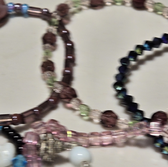 Handmade Crystal Beaded Stretchy Bracelet Lot of 6 - Picture 5 of 6